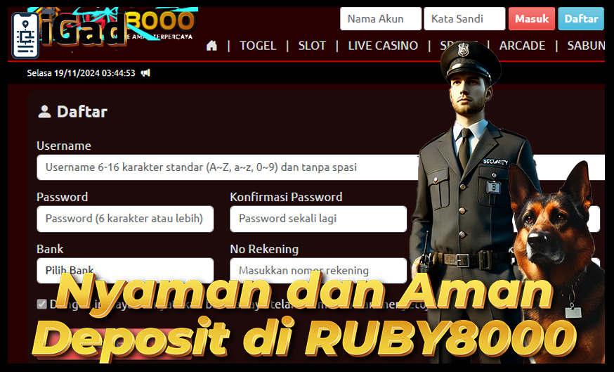 Deposit aman dan nyaman di RUBY8000